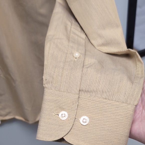 Tan Dress Shirt with Classic Button-Down Style and Long Sleeves - Picture 4 of 5